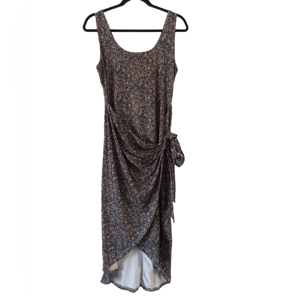 Cavozeda Leopard Wrap Scoop Neck Tank Dress